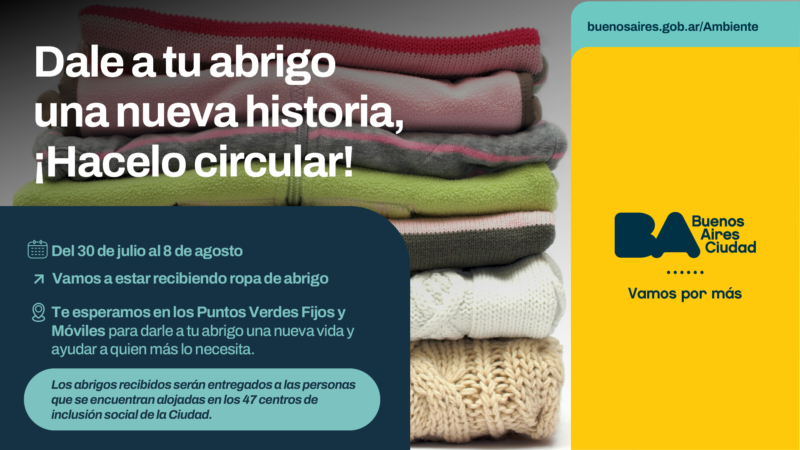 La Ciudad te invita a donar abrigos para quienes más lo necesitan